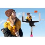 Wholesale Wired Selfie Stick with Remote Large Clip (Black)